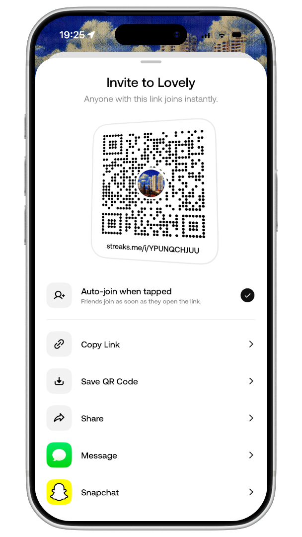 Invite link and QR code